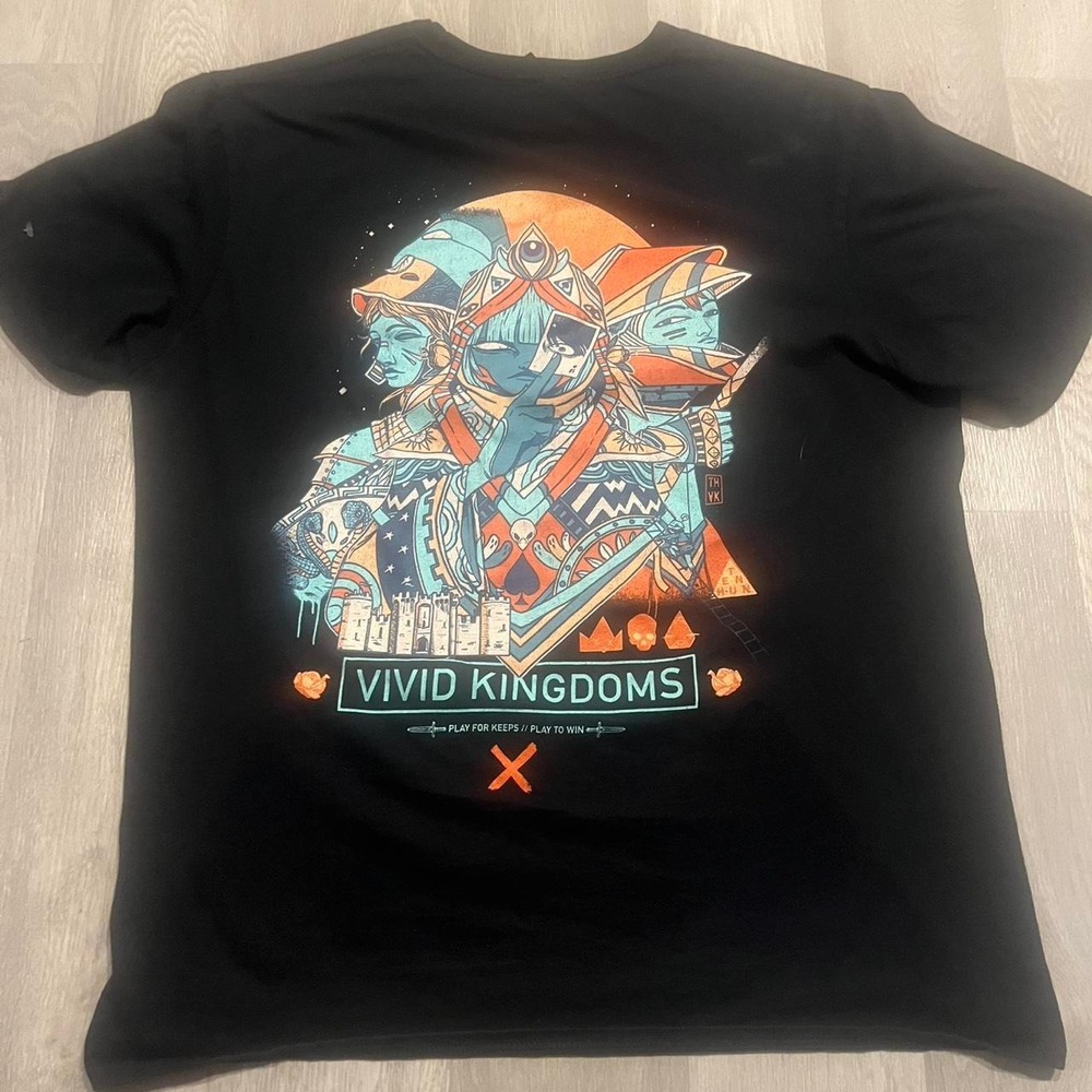 Black & orange graphic Vivid Kingdoms tee Gaming graphic Tee